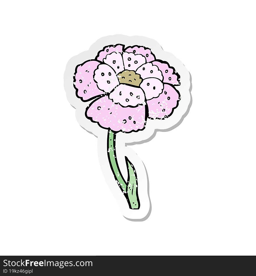 retro distressed sticker of a cartoon flower