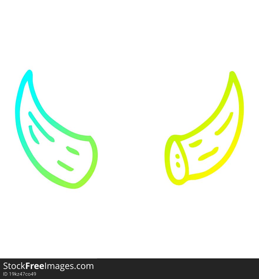 cold gradient line drawing cartoon of horns