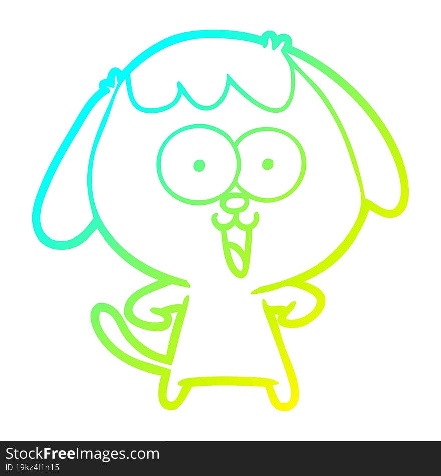 Cold Gradient Line Drawing Cute Cartoon Dog