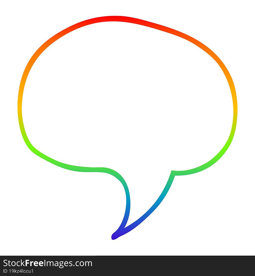 rainbow gradient line drawing cartoon speech bubble