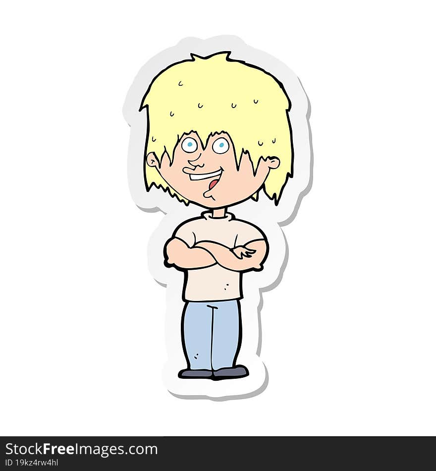 Sticker Of A Cartoon Happy Man