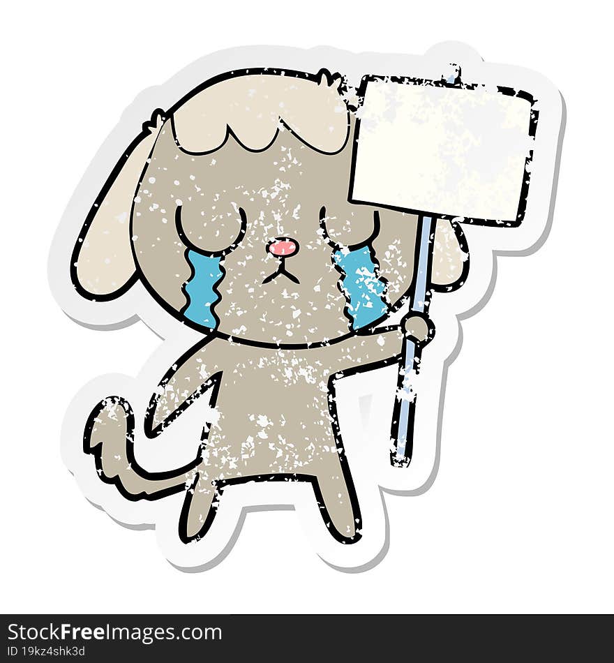 Distressed Sticker Of A Cute Cartoon Dog