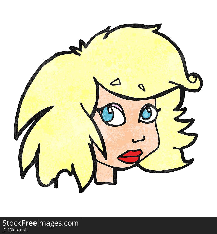 textured cartoon female face