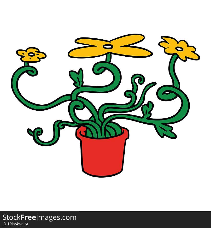 Cartoon Doodle Of A Flower Plant