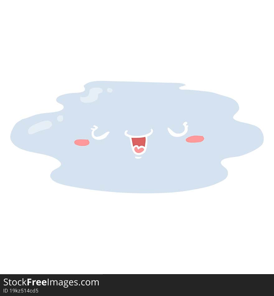 flat color style cartoon puddle with face