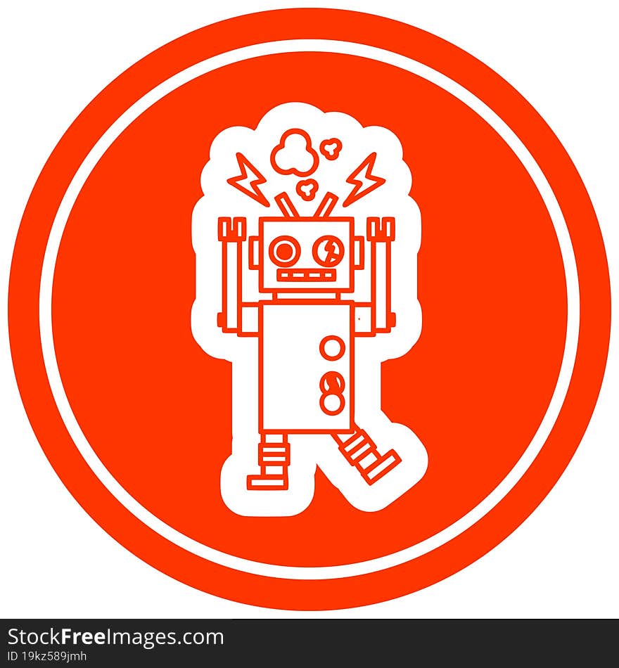 malfunctioning robot circular icon