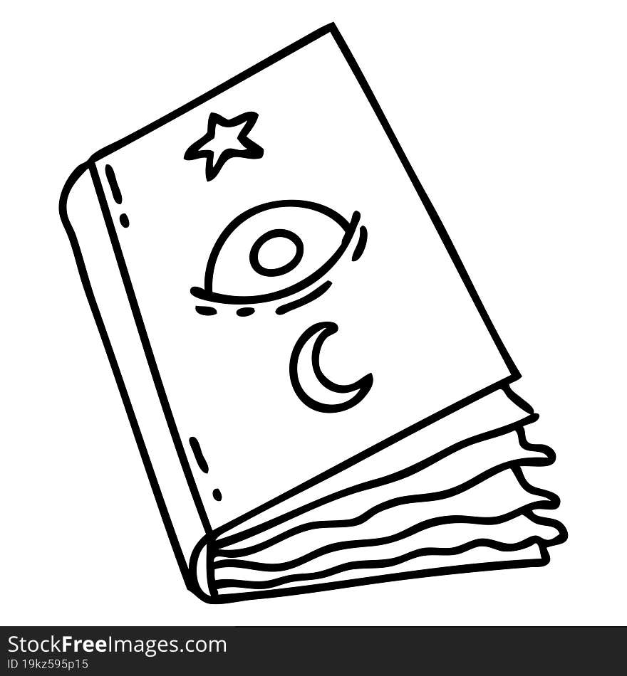 spooky spellbook with eyeball