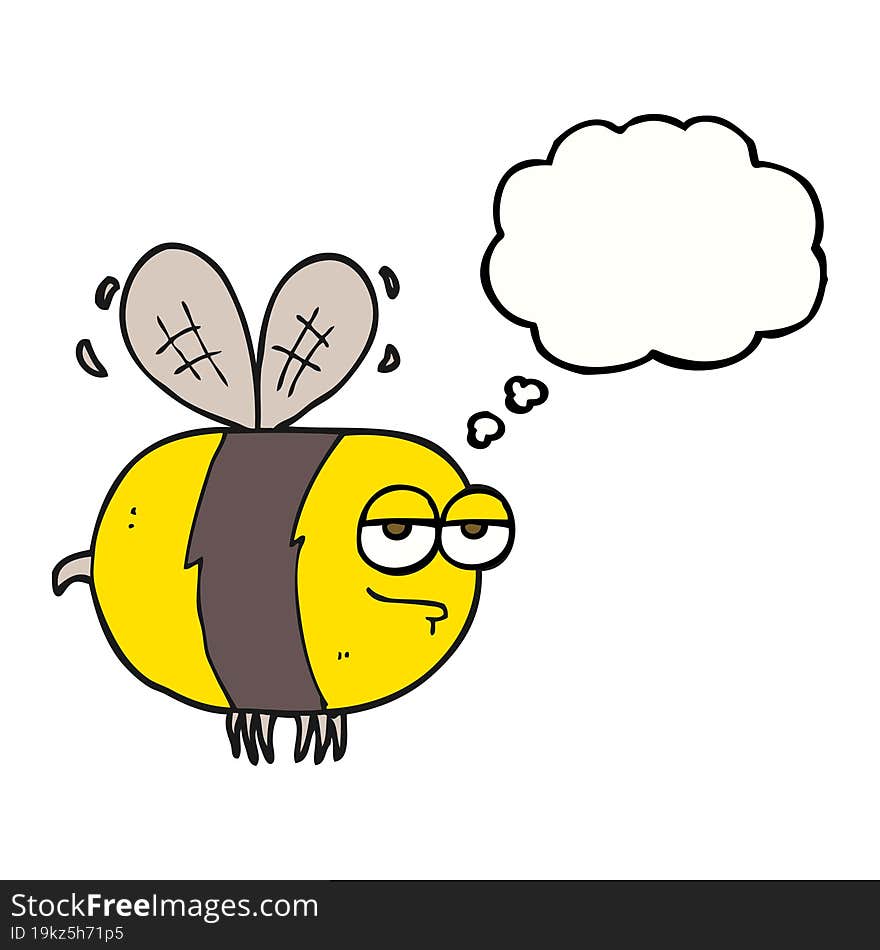 freehand drawn thought bubble cartoon unhappy bee