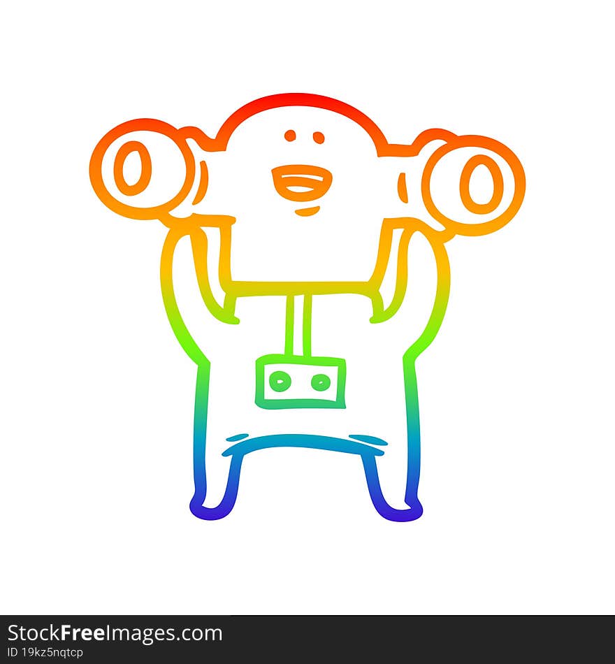 rainbow gradient line drawing friendly cartoon alien waving