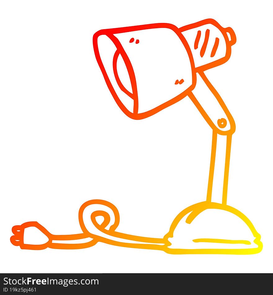 warm gradient line drawing of a cartoon desk lamp