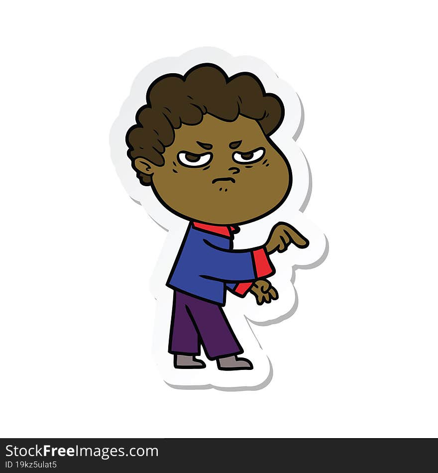 sticker of a cartoon angry man