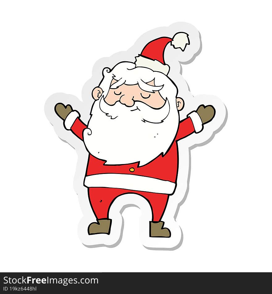 sticker of a cartoon happy santa claus