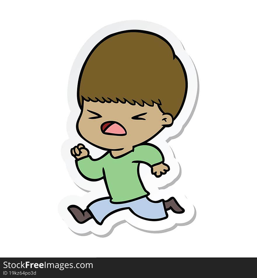 sticker of a cartoon stressed man