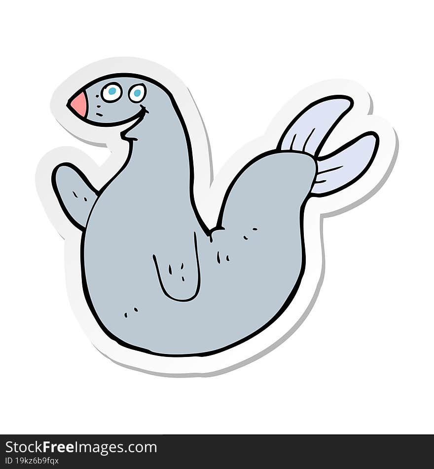 sticker of a cartoon happy seal