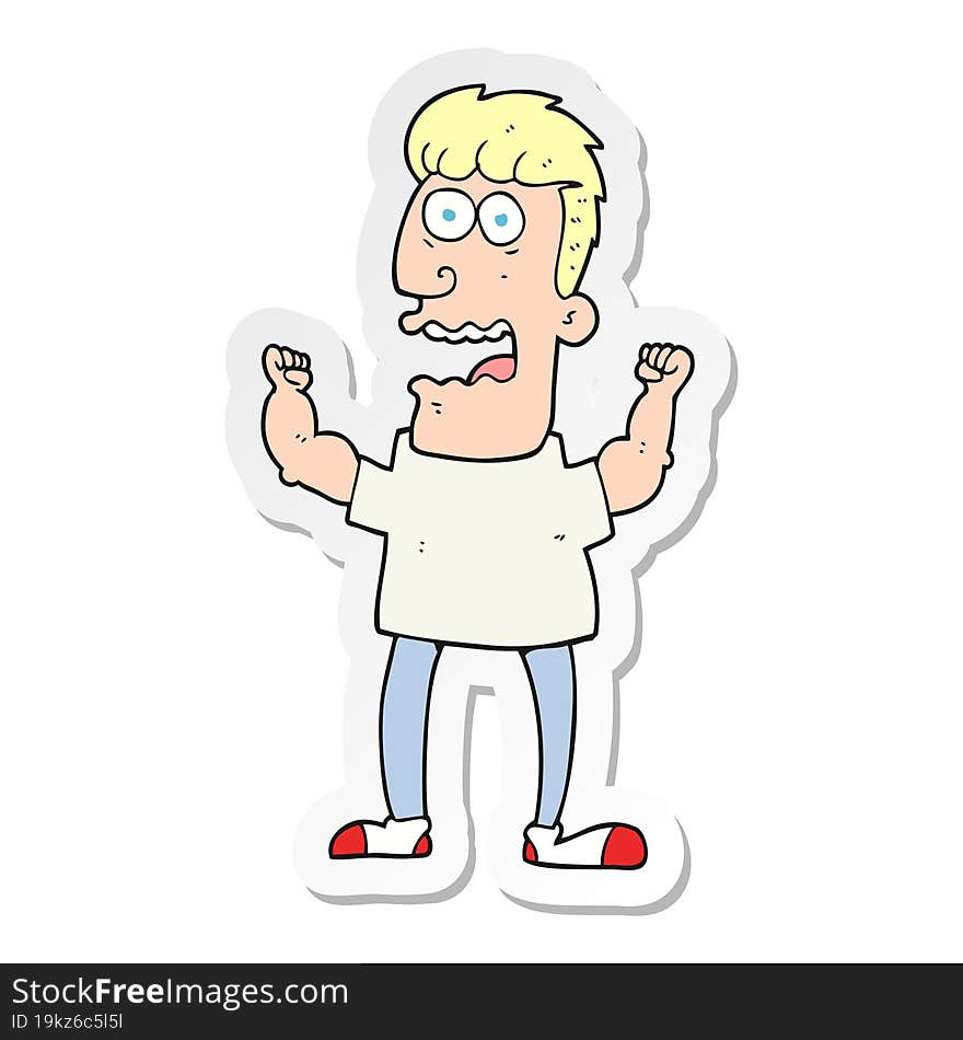 sticker of a cartoon stressed man