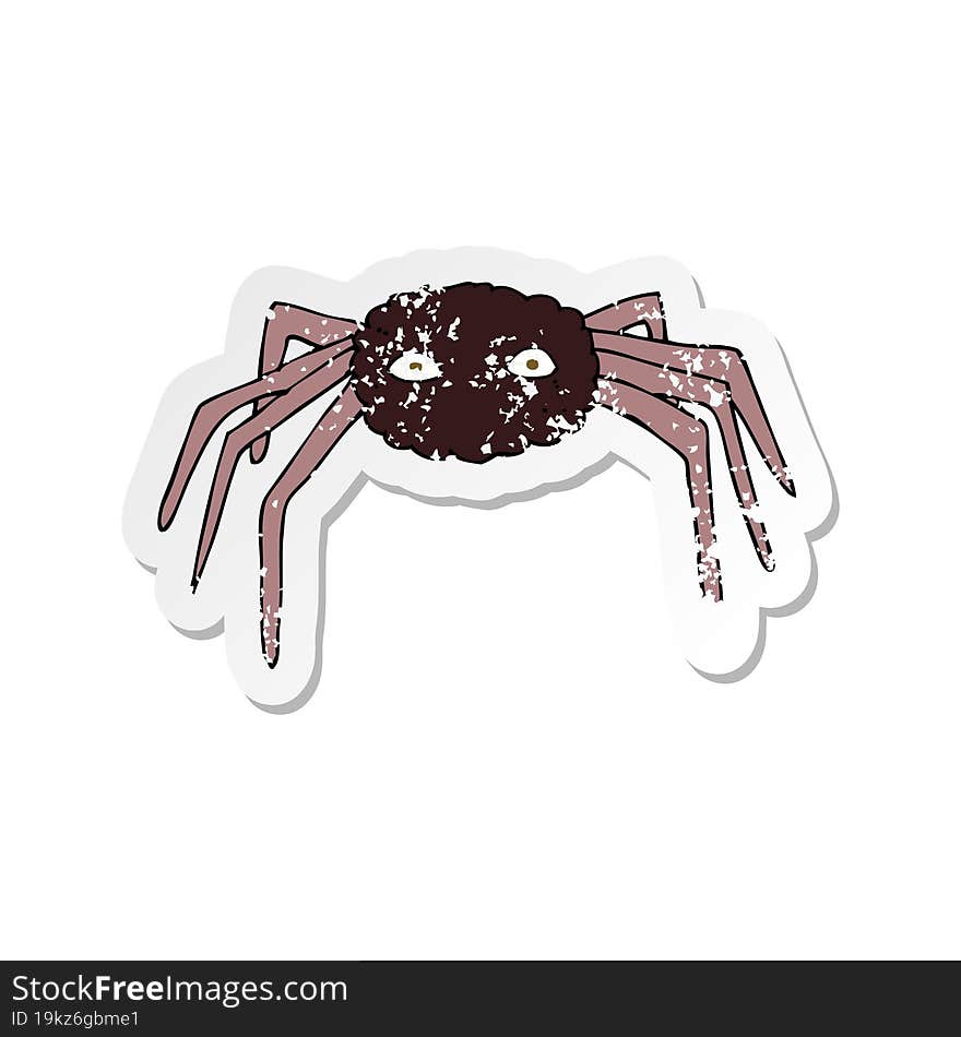 retro distressed sticker of a cartoon spider