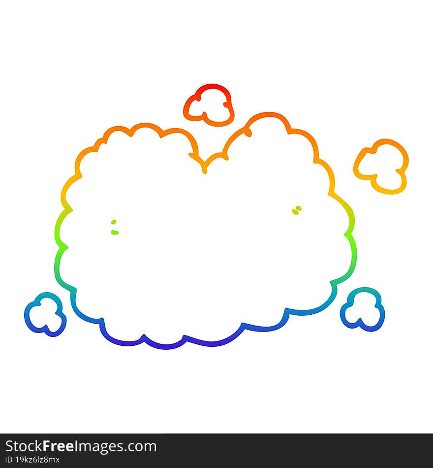 rainbow gradient line drawing cartoon smoke cloud