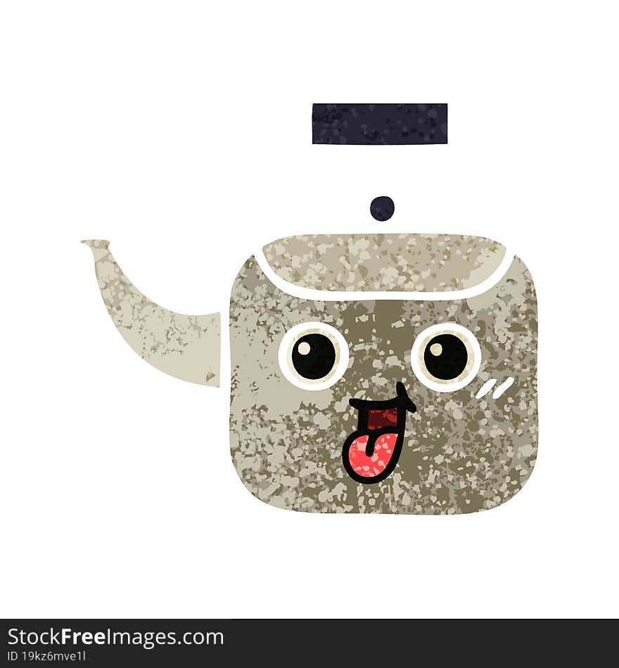 retro illustration style cartoon of a kettle