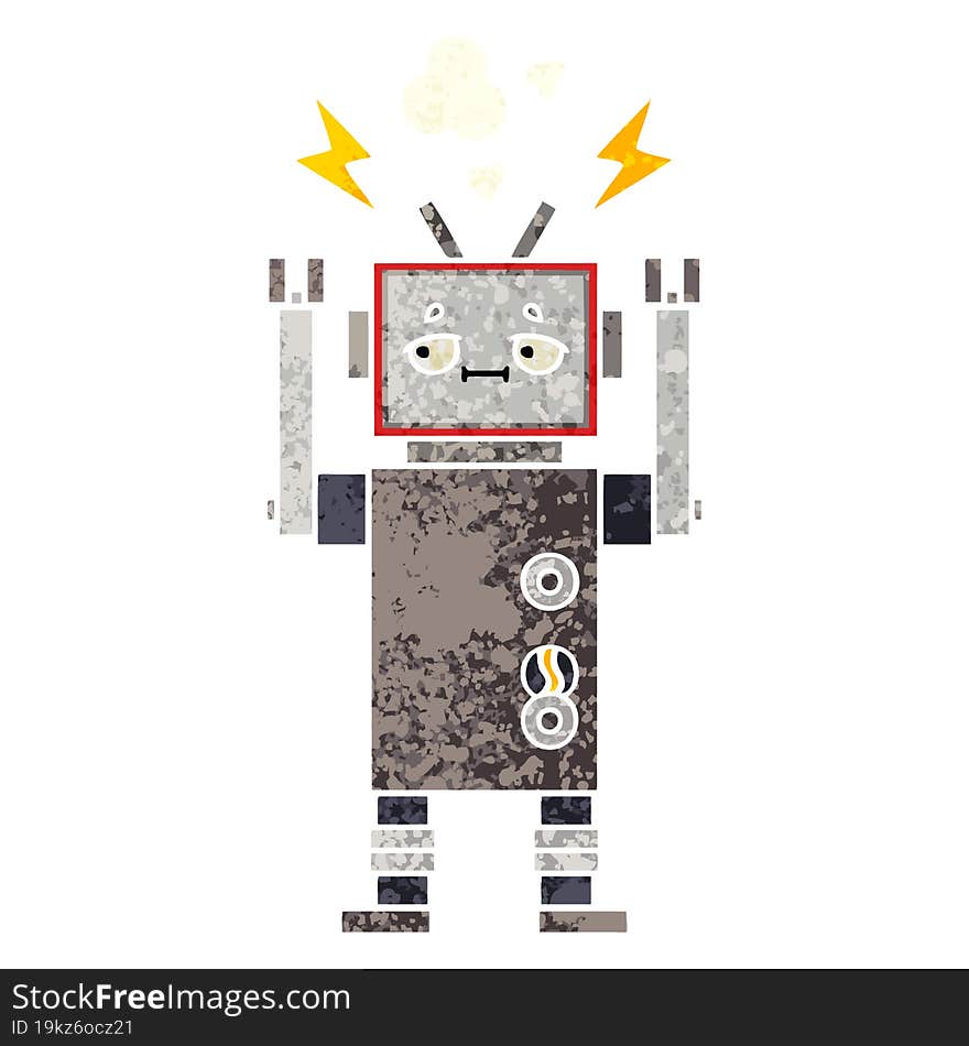 Retro Illustration Style Cartoon Robot