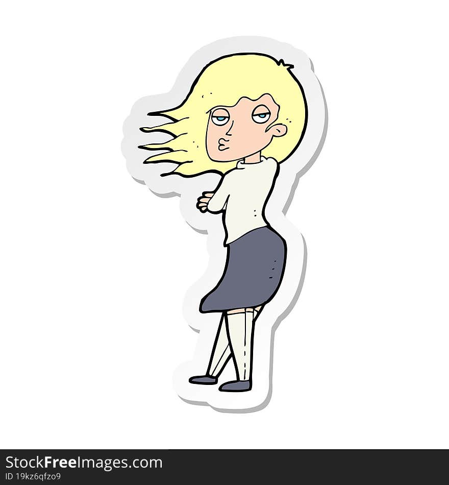 Sticker Of A Cartoon Woman Making Photo Face