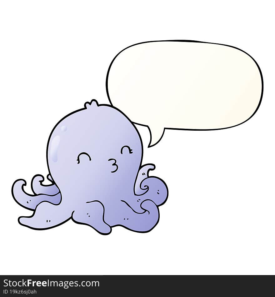 cartoon octopus and speech bubble in smooth gradient style