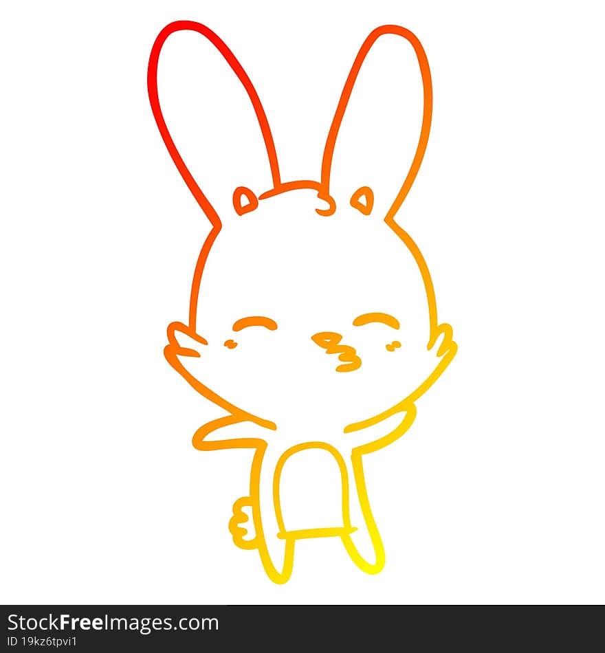 Warm Gradient Line Drawing Curious Bunny Cartoon