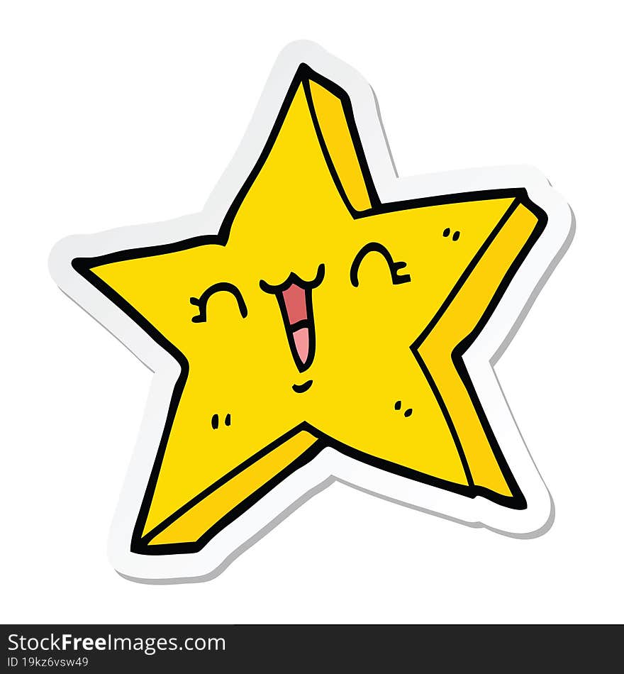 sticker of a cute cartoon star