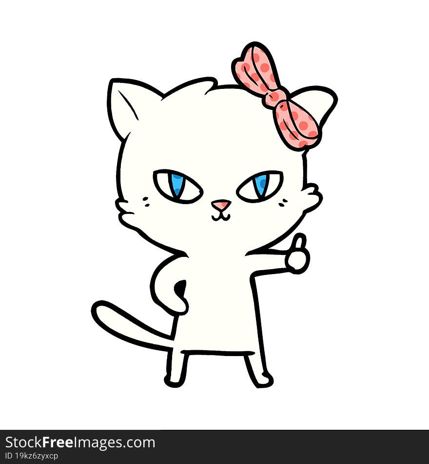 cute cartoon cat giving thumbs up symbol. cute cartoon cat giving thumbs up symbol