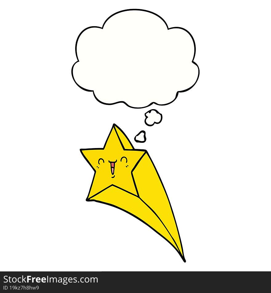 cartoon shooting star with thought bubble. cartoon shooting star with thought bubble