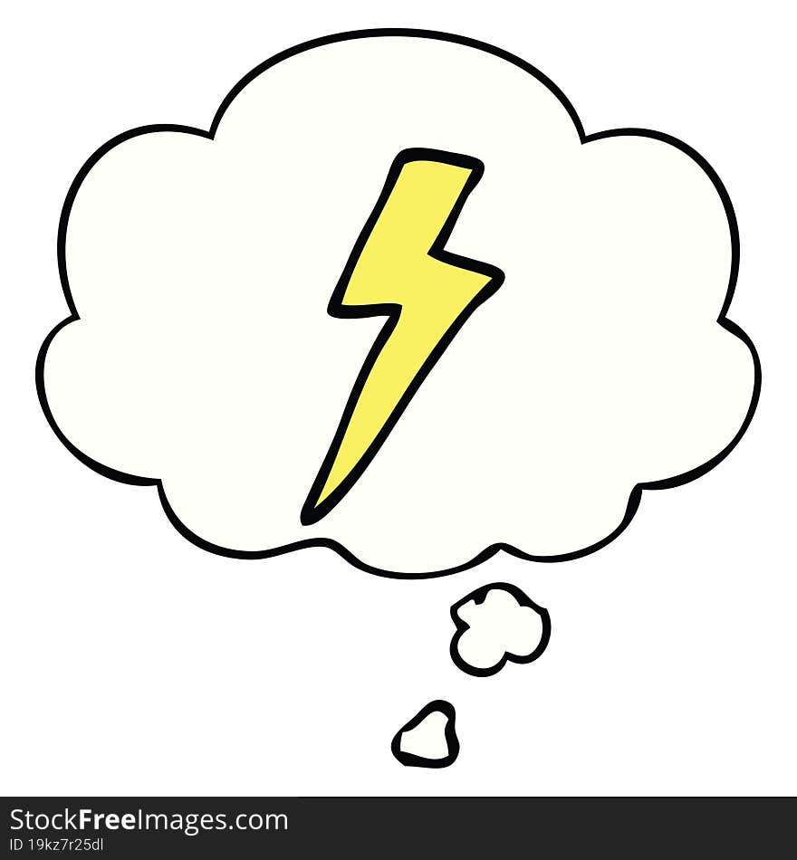 cartoon lightning bolt and thought bubble