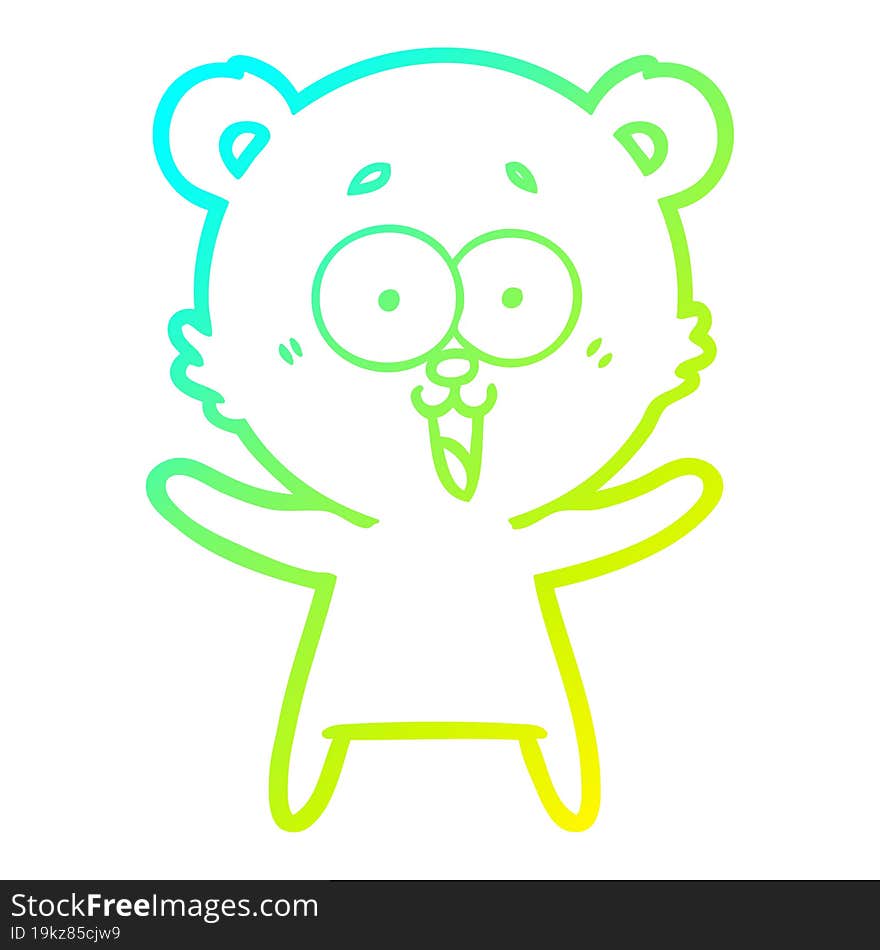 cold gradient line drawing laughing teddy  bear cartoon