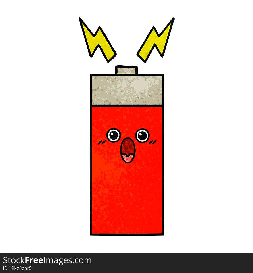 retro grunge texture cartoon of a battery