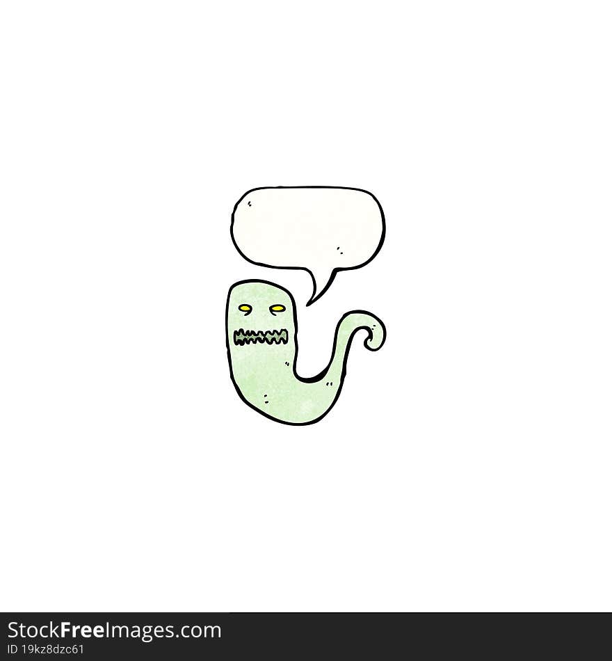 Ghost With Speech Bubble Cartoon