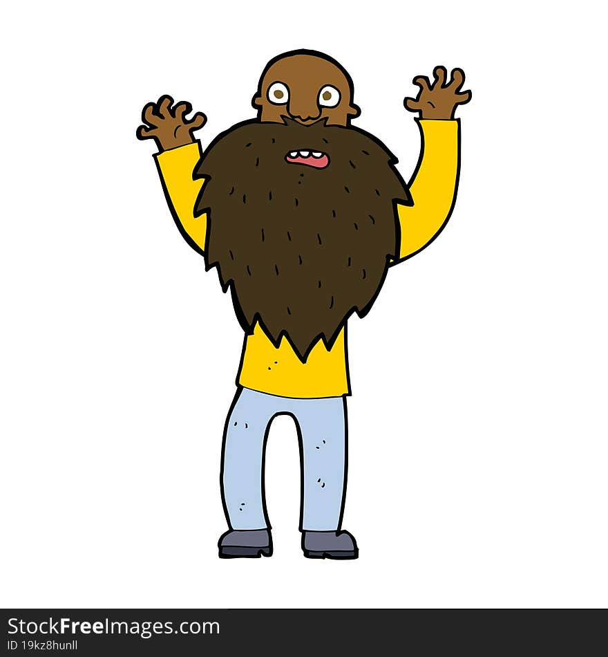 cartoon frightened old man with beard