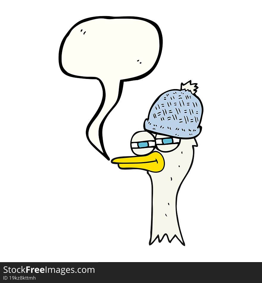 speech bubble cartoon bird wearing hat