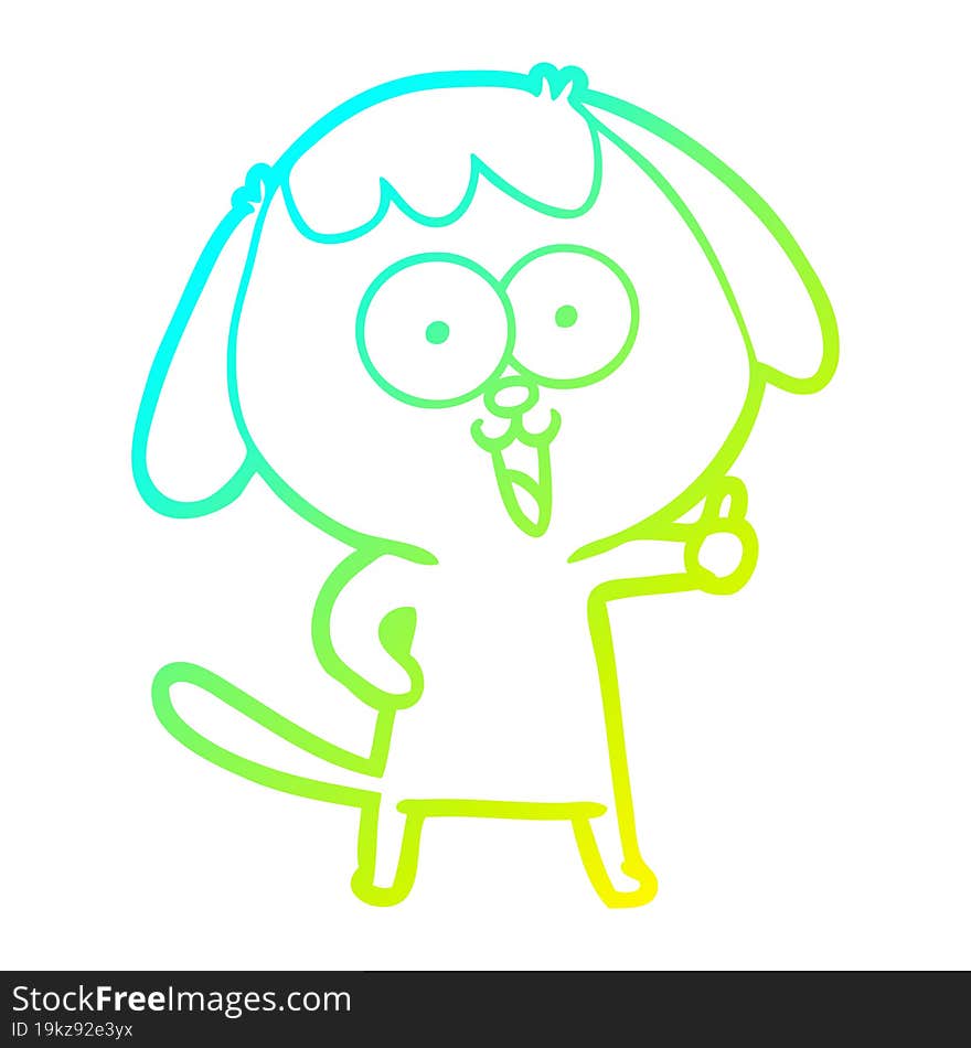 Cold Gradient Line Drawing Cute Cartoon Dog