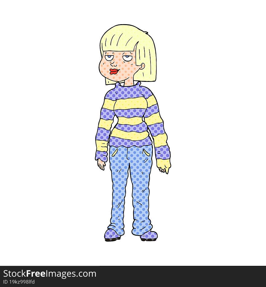 Cartoon Woman In Casual Clothes