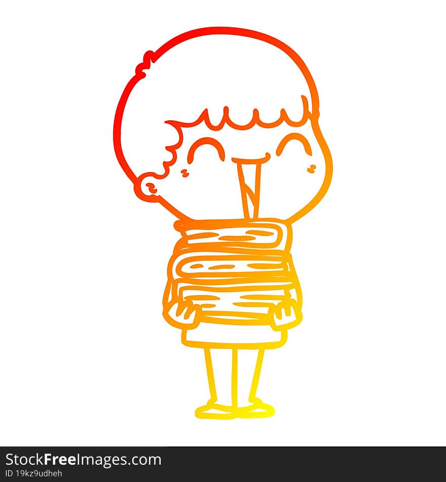 warm gradient line drawing of a cartoon happy man