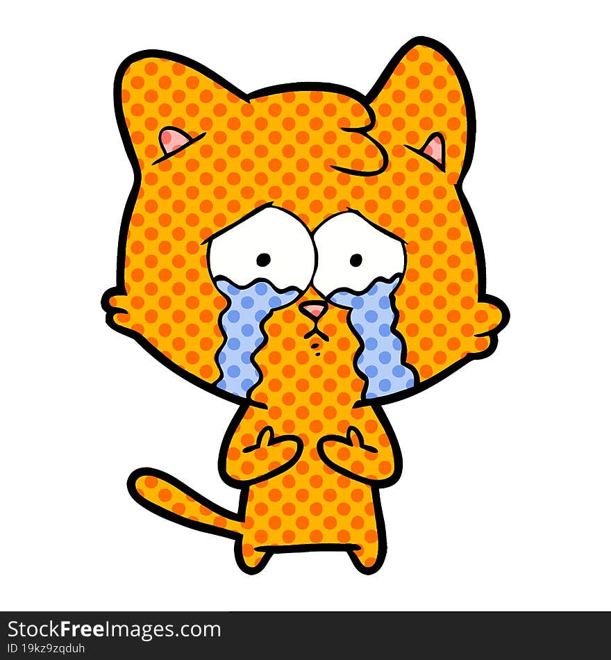 cat crying cartoon. cat crying cartoon