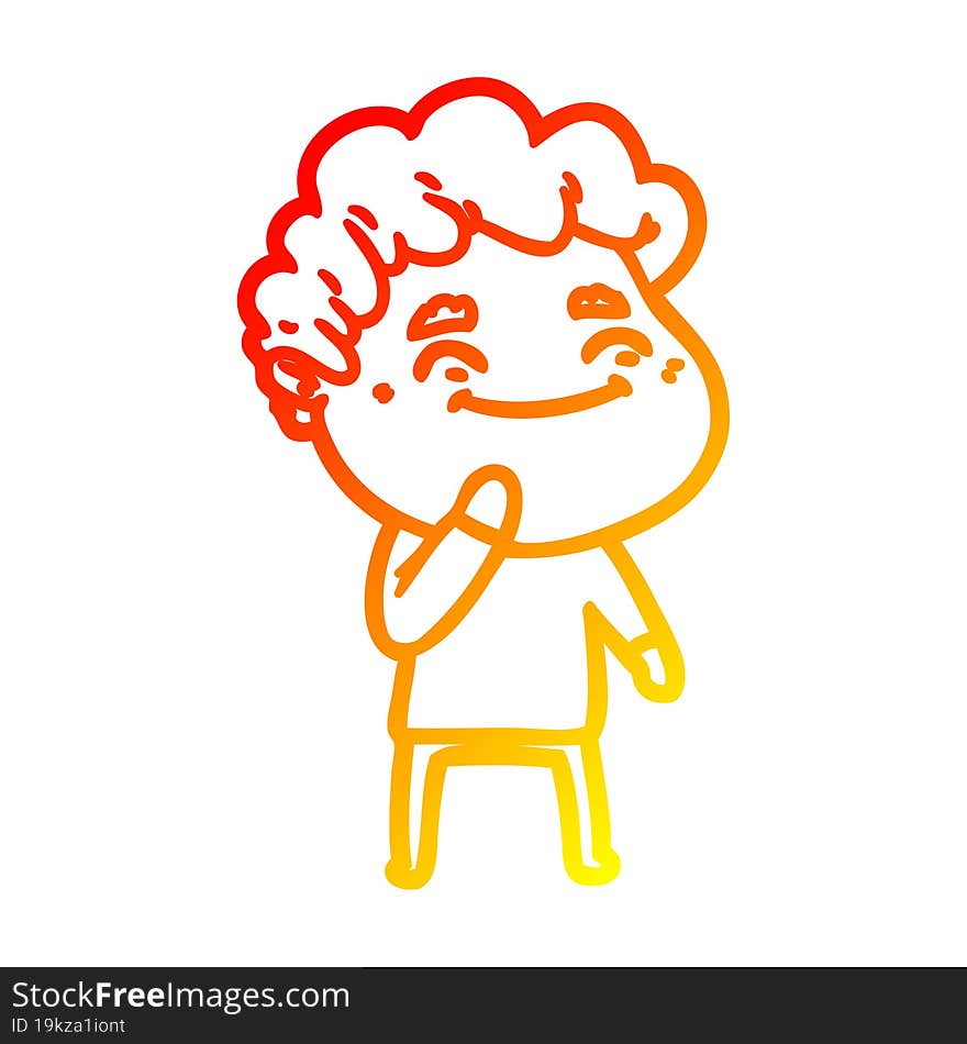 warm gradient line drawing cartoon friendly man