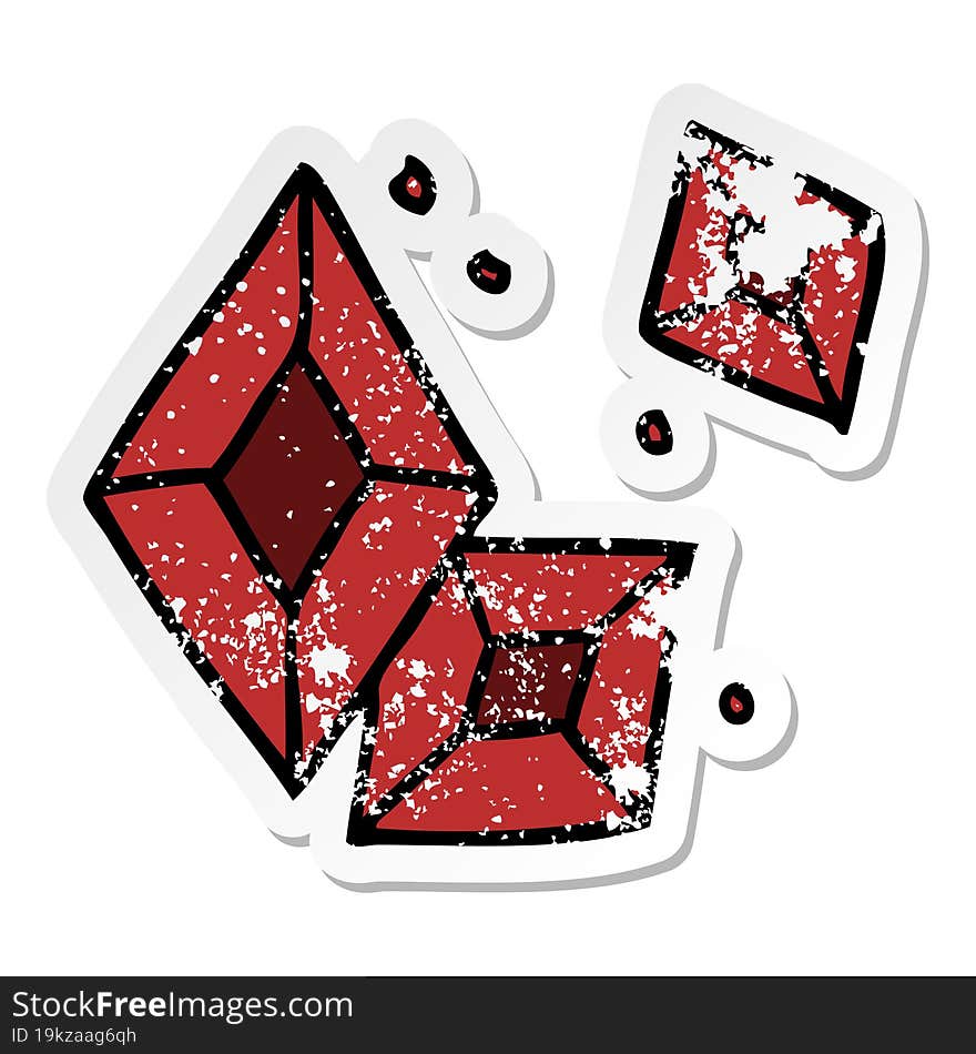 distressed sticker cartoon doodle of some ruby gems