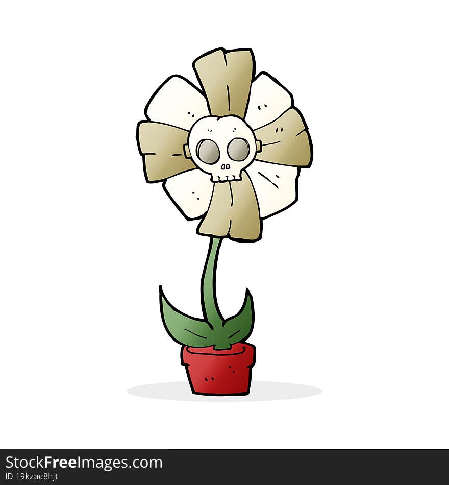 cartoon skull flower