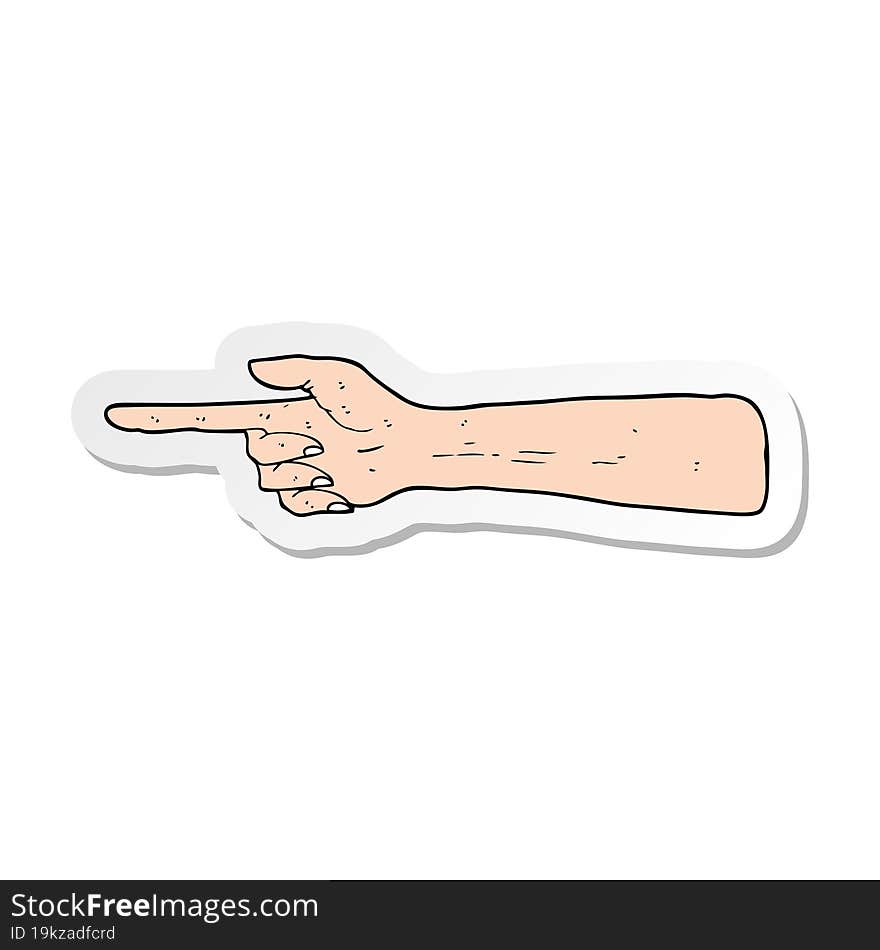 sticker of a pointing hand cartoon