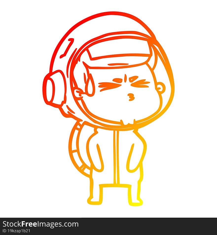 warm gradient line drawing cartoon stressed astronaut