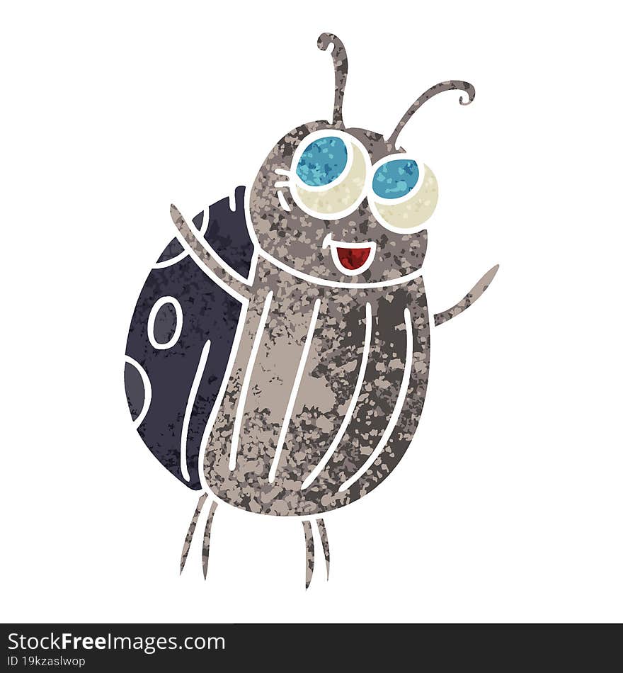 quirky retro illustration style cartoon happy bug