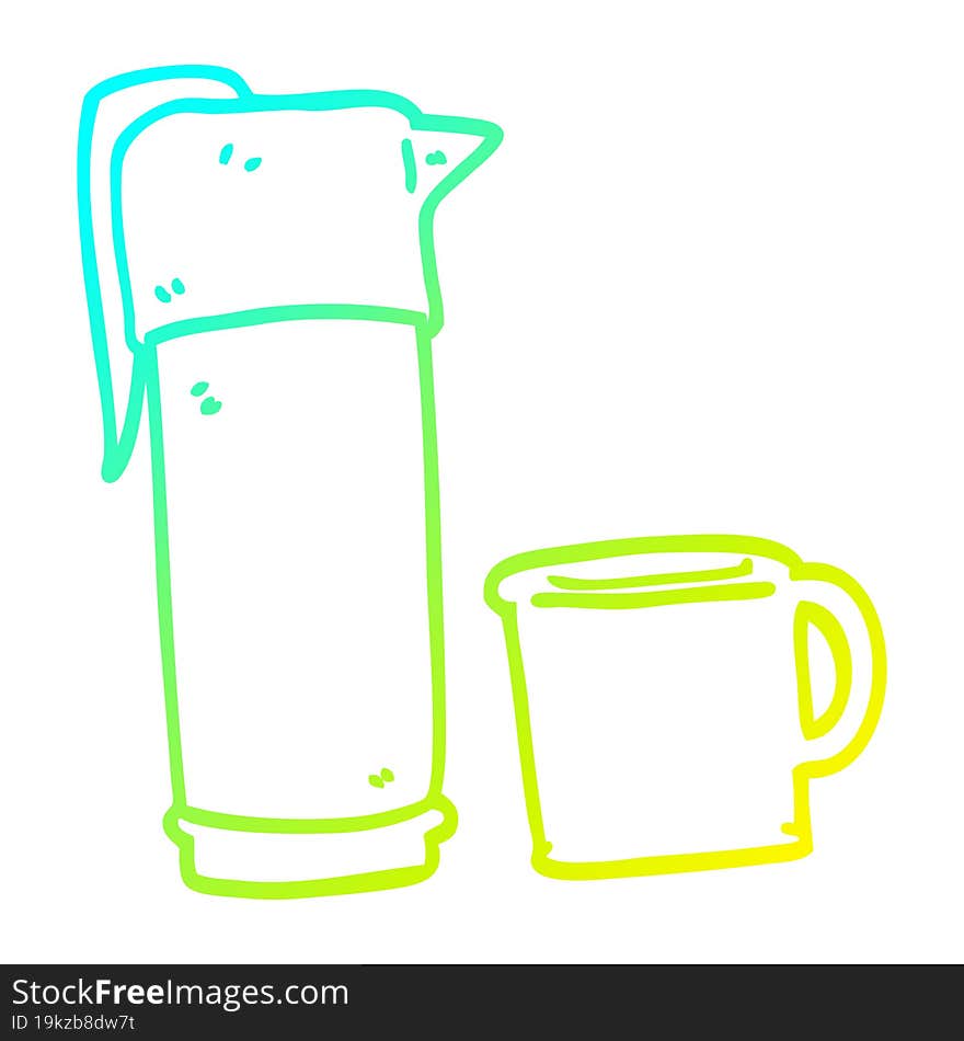 Cold Gradient Line Drawing Cartoon Coffee Thermos