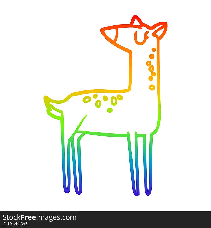 rainbow gradient line drawing cartoon deer