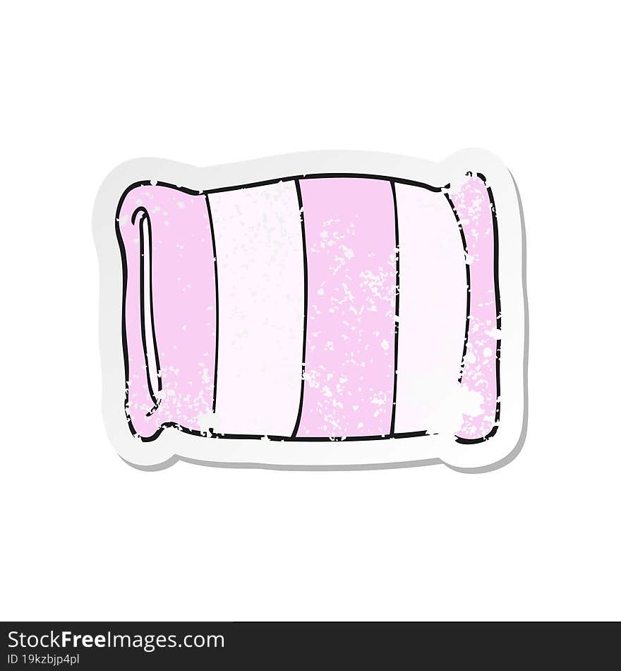 retro distressed sticker of a cartoon pillow