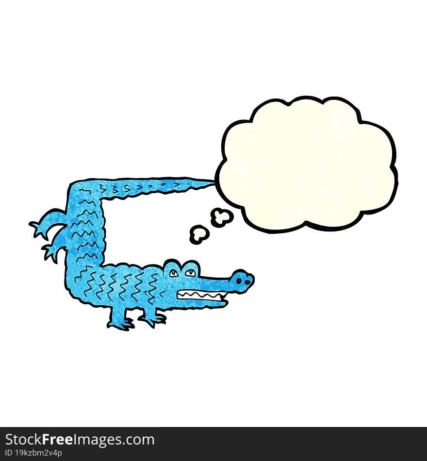 cartoon crocodile with thought bubble