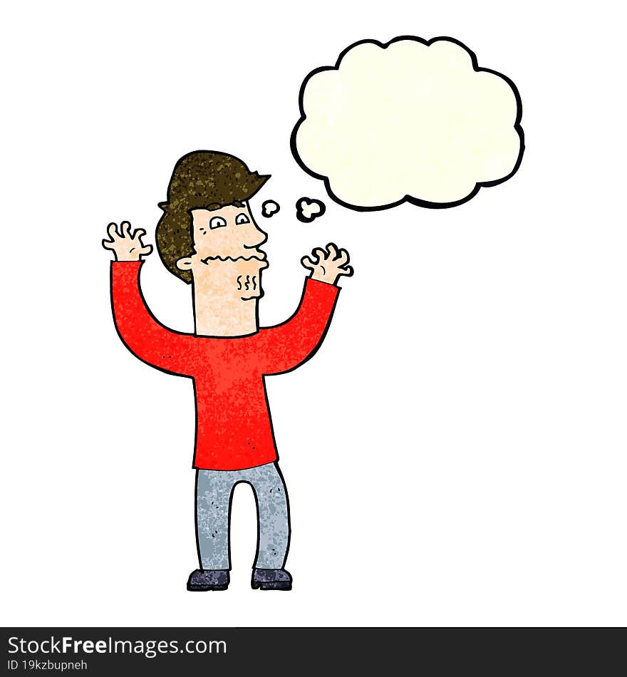 cartoon nervous man with thought bubble